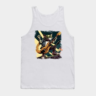 Cute Musician Rock Cat Kitty Playing Guitar - Funny Cats Tank Top